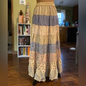 Sacred threads tiered maxi boho hippie skirt 2x